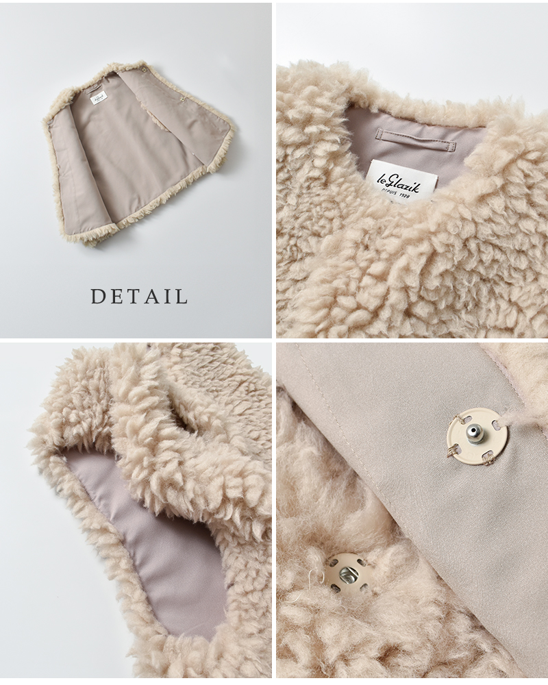 Le Glazik(ルグラジック)エコファークルーネックジレlg-b0423fpt