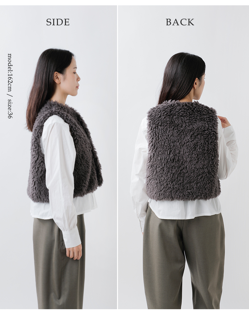 Le Glazik(ルグラジック)エコファークルーネックジレlg-b0423fpt