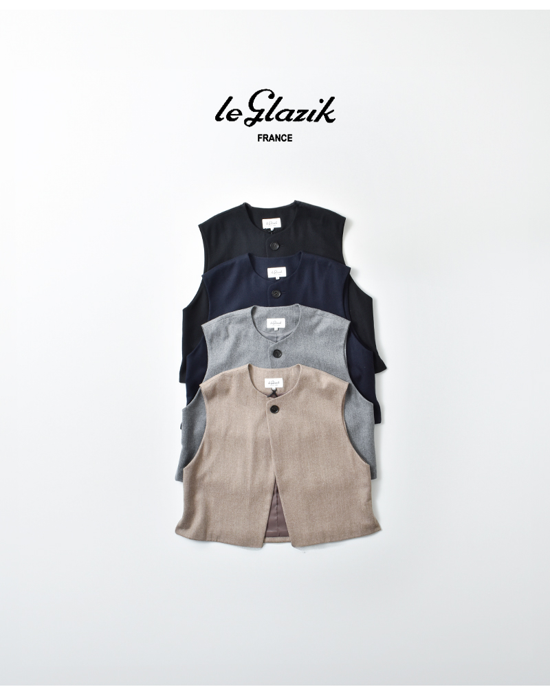Le Glazik(ルグラジック)ウールフランネルクルーネックジレlg-b0424fiw