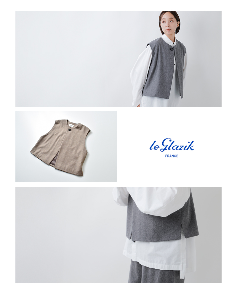 Le Glazik(ルグラジック)ウールフランネルクルーネックジレlg-b0424fiw