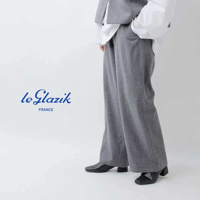 Le Glazik(ルグラジック)ウールフランネルワイドパンツlg-e0283fiw