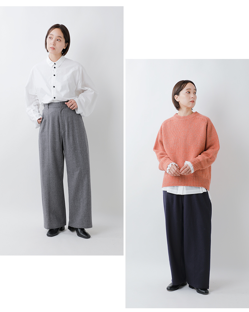 Le Glazik(ルグラジック)ウールフランネルワイドパンツlg-e0283fiw