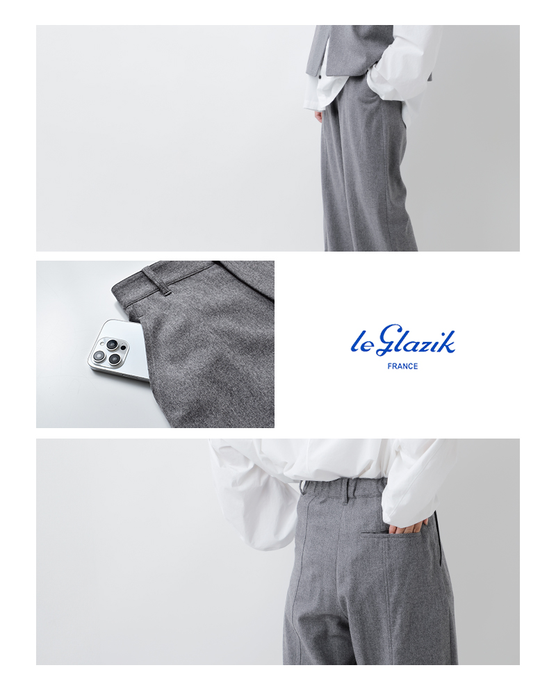 Le Glazik(ルグラジック)ウールフランネルワイドパンツlg-e0283fiw