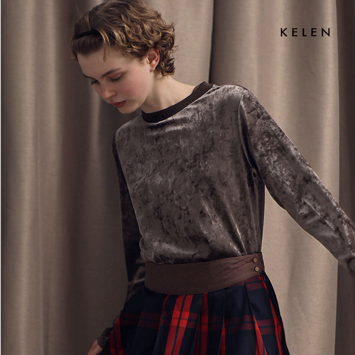ケレン kelen メッシュ ベロア トップス ULVI lkl25fbl2245  レディース 2025aw新作 kelen ケレン メッシュ ベロア トップス “ULVI” lkl25fbl2245-yo
