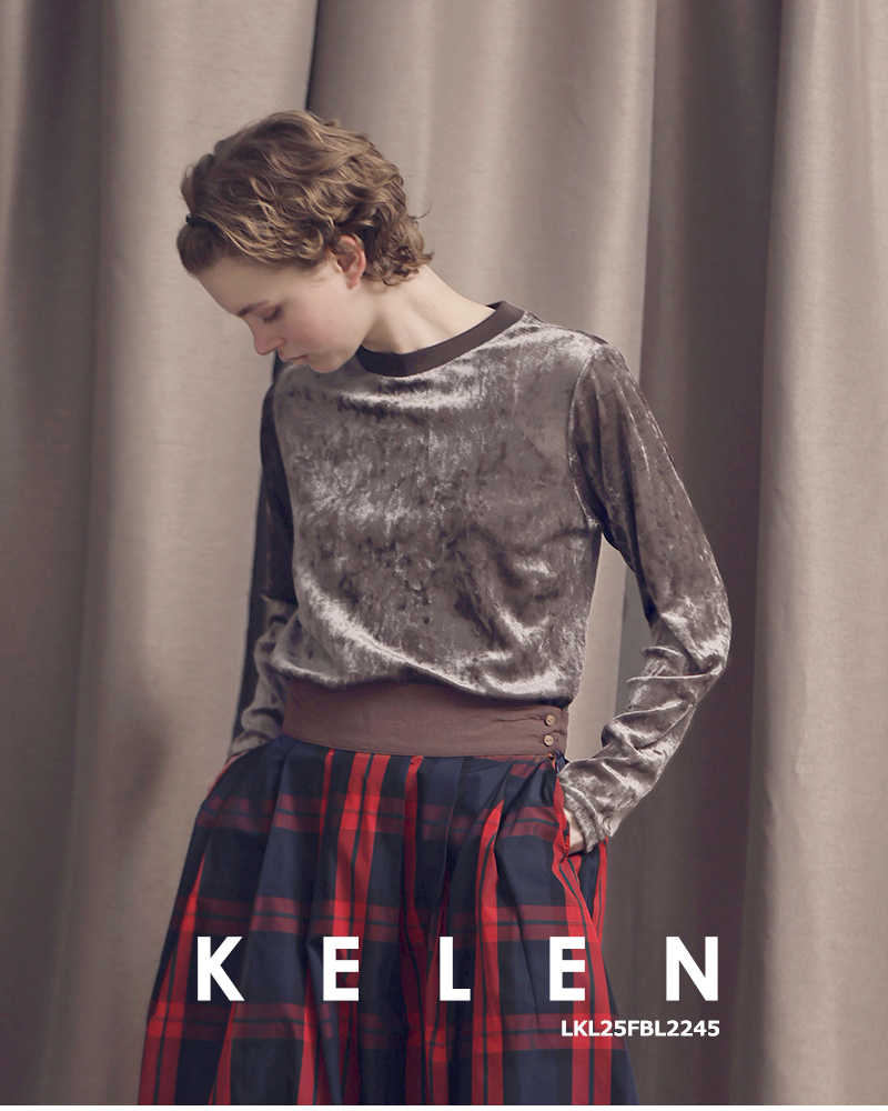 ケレン kelen メッシュ ベロア トップス ULVI lkl25fbl2245  レディース 2025aw新作 kelen ケレン メッシュ ベロア トップス “ULVI” lkl25fbl2245-yo