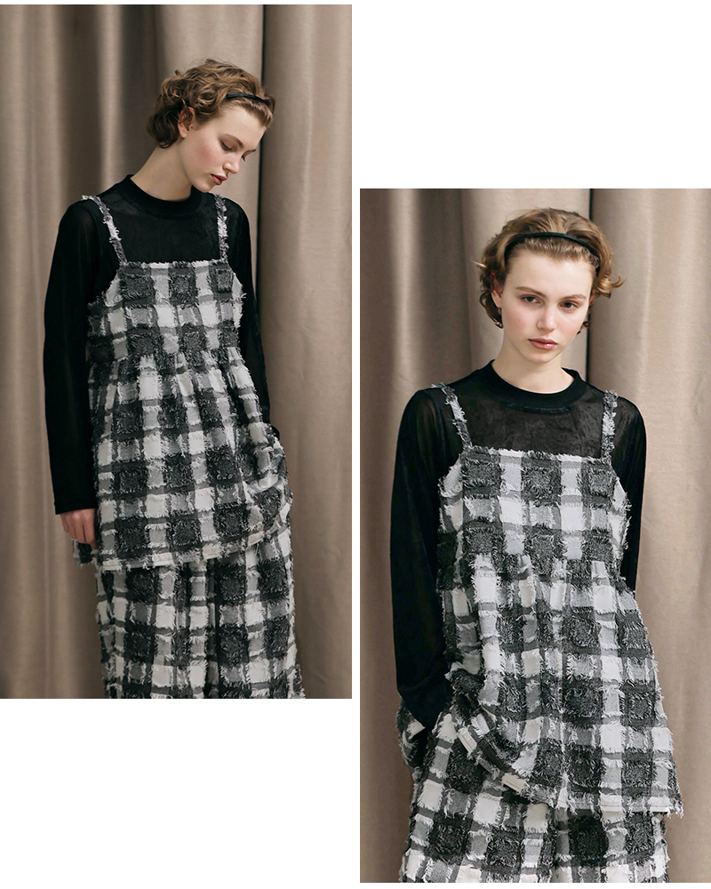 kelen(ケレン)フリンジチェックキャミソールトップス“LOIE”lkl25fbl2248