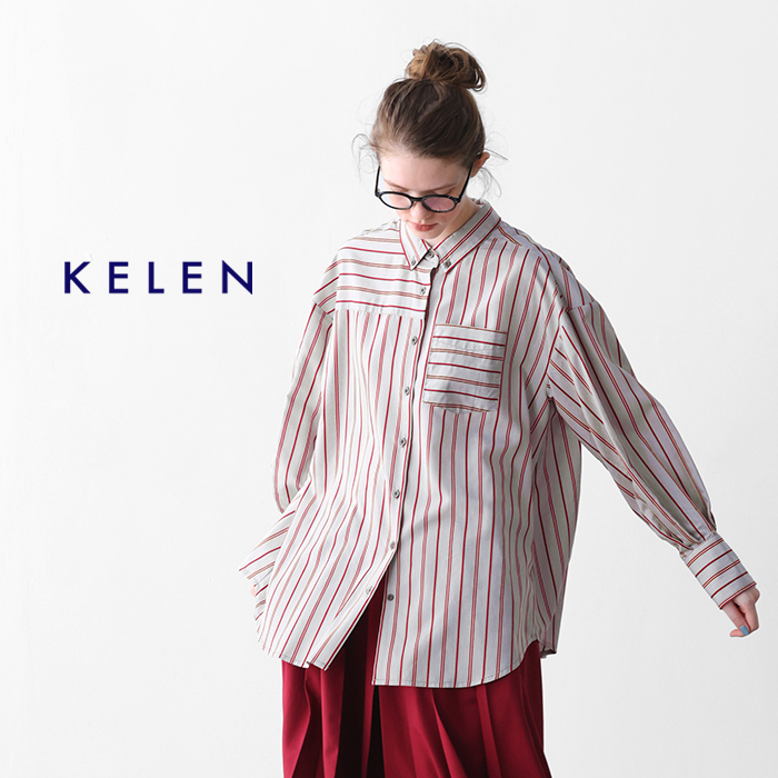 kelen(ケレン)ボタンダウンデザインストライプシャツ“TESSA”lkl25fbl2251