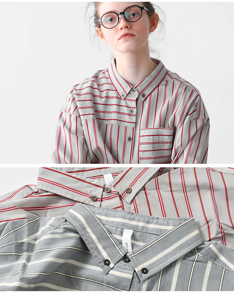 kelen(ケレン)ボタンダウンデザインストライプシャツ“TESSA”lkl25fbl2251
