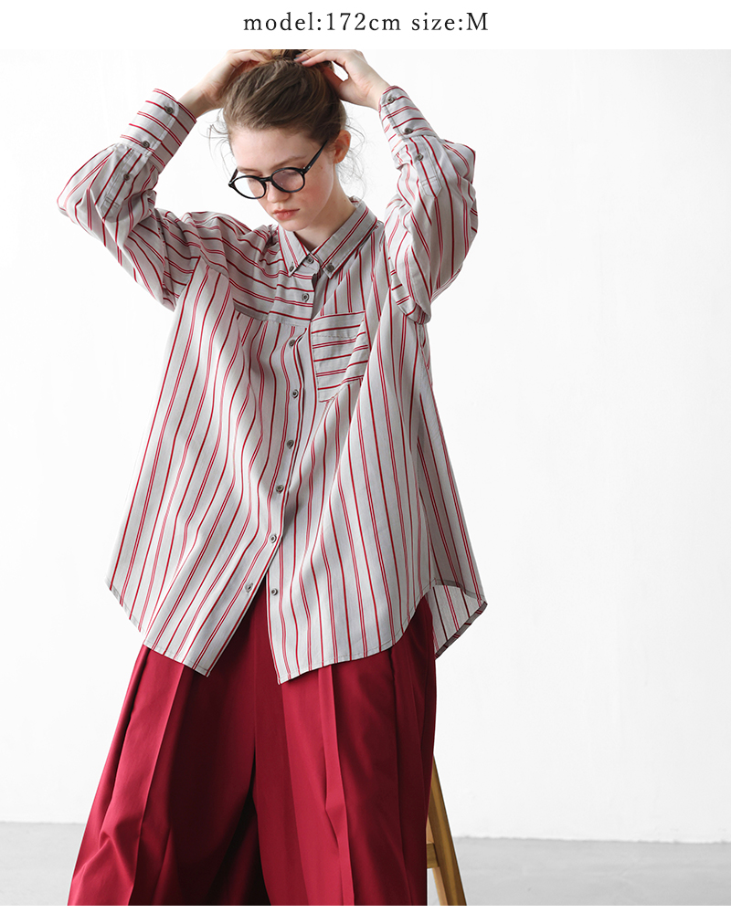 kelen(ケレン)ボタンダウンデザインストライプシャツ“TESSA”lkl25fbl2251