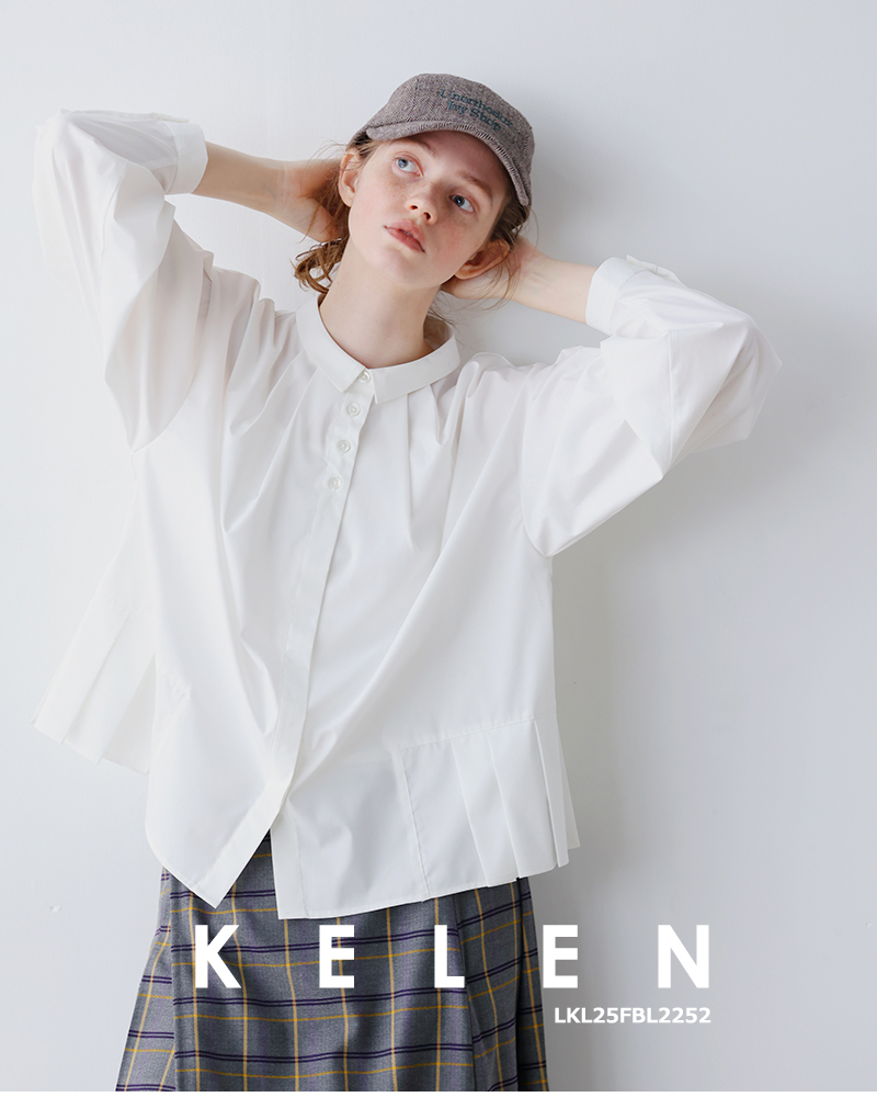 kelen(ケレン)サイドヘムプリーツデザインブラウス“CAMIE”lkl25fbl2252