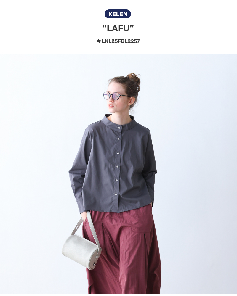 kelen(ケレン)コットンスタンドカラーブラウス“LAFU”lkl25fbl2257