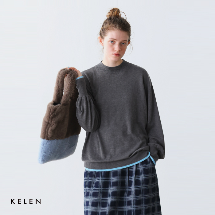 【近年】ELIN エリン　ケープ　ニット　トップス　ネイビー　ボーダー　00 CLEA ニット セーター ボーダーショート丈ジップニットトップス