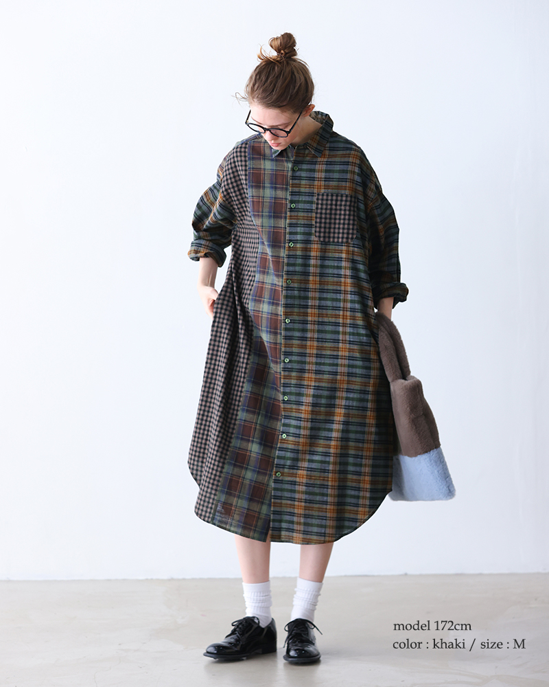 kelen(ケレン)パネルデザインシャツワンピース“SERI”lkl25fop2114