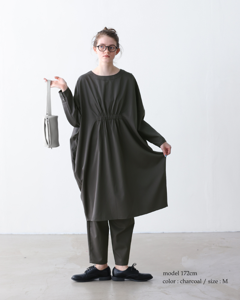 kelen(ケレン)ウエストギャザーコクーンシルエットワンピース“BARCA”lkl25fop2116