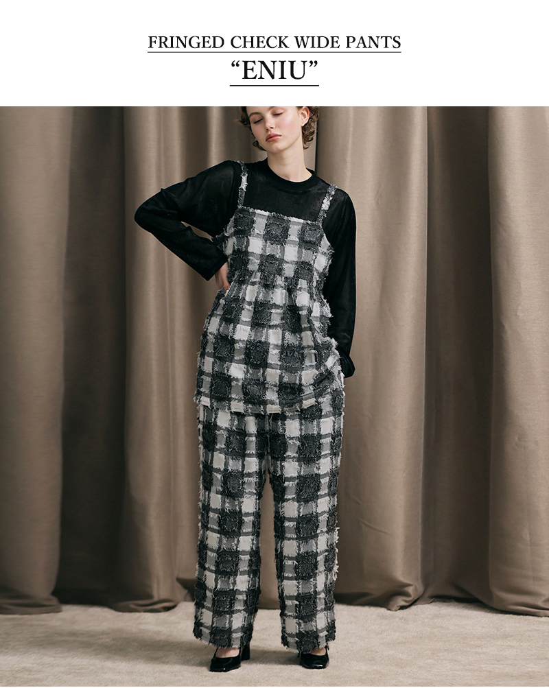 kelen(ケレン)フリンジチェックワイドパンツ“ENIU”lkl25fpt2105