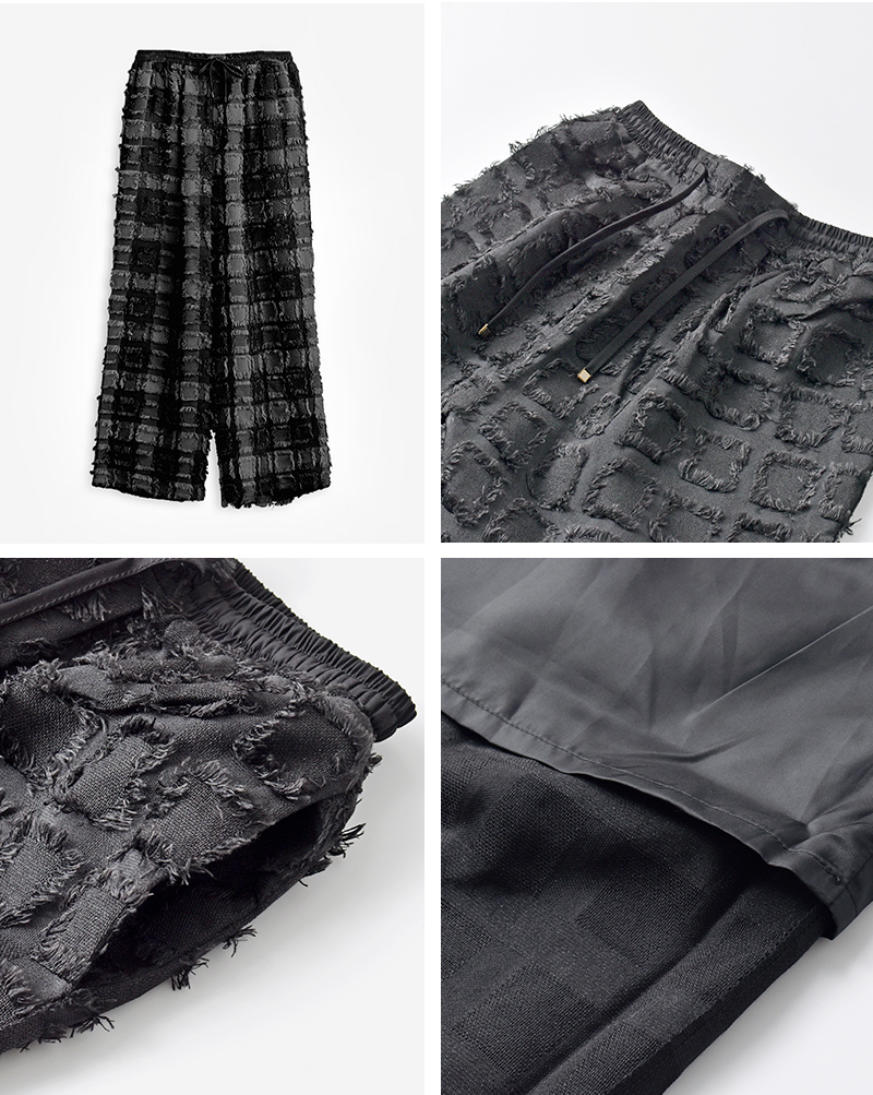 kelen(ケレン)フリンジチェックワイドパンツ“ENIU”lkl25fpt2105