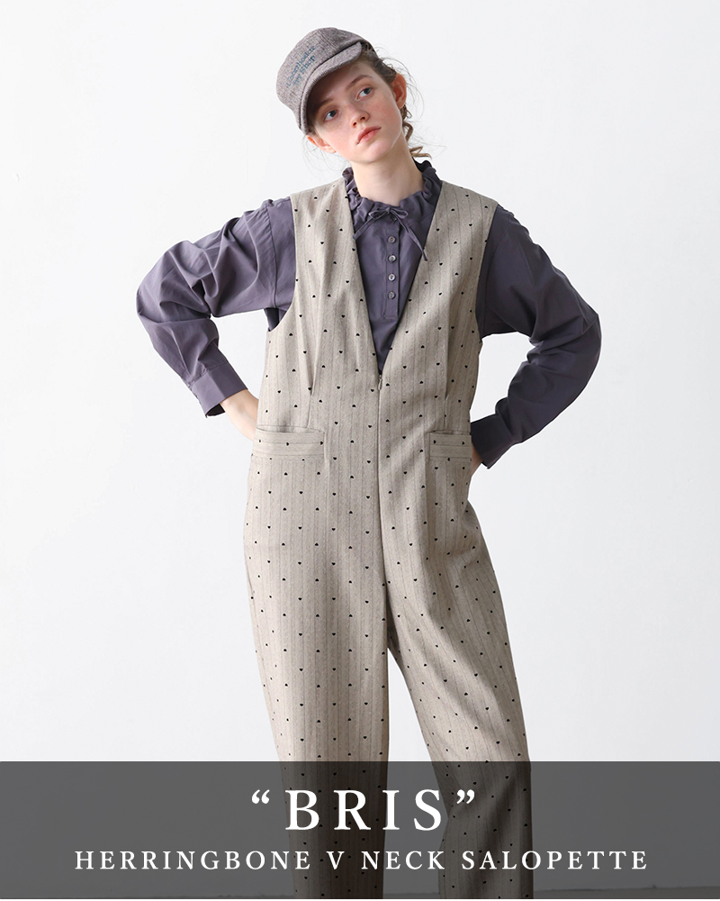 kelen(ケレン)ヘリンボーンVネックサロペット“BRIS”lkl25fpt2107