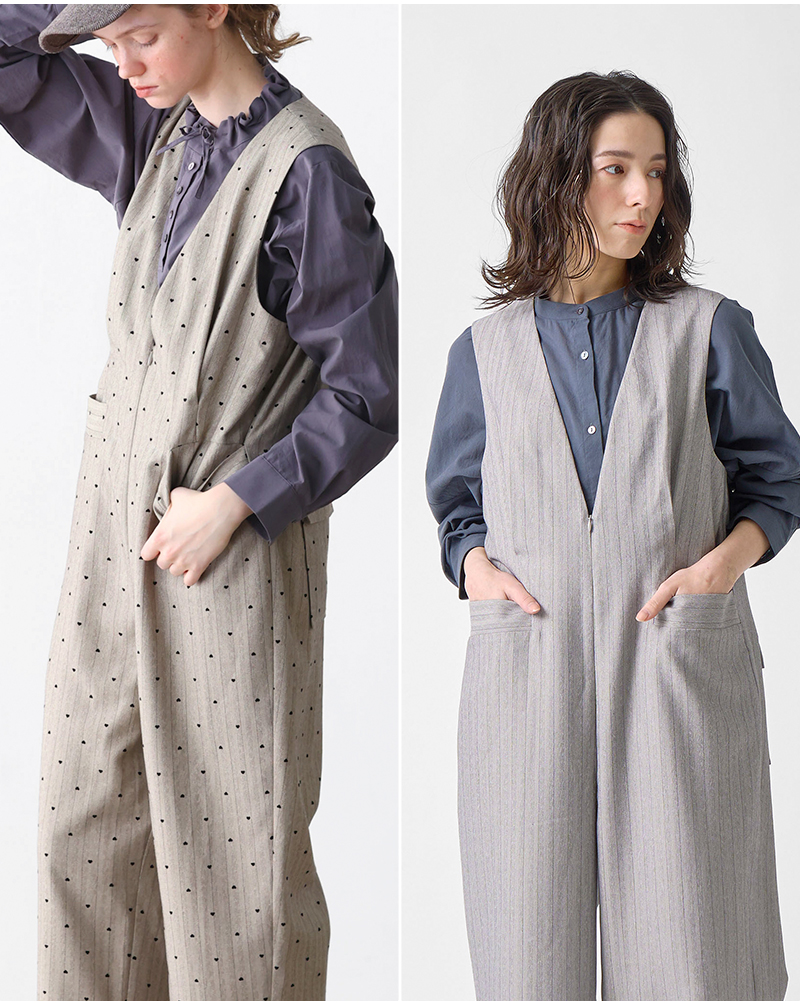 kelen(ケレン)ヘリンボーンVネックサロペット“BRIS”lkl25fpt2107