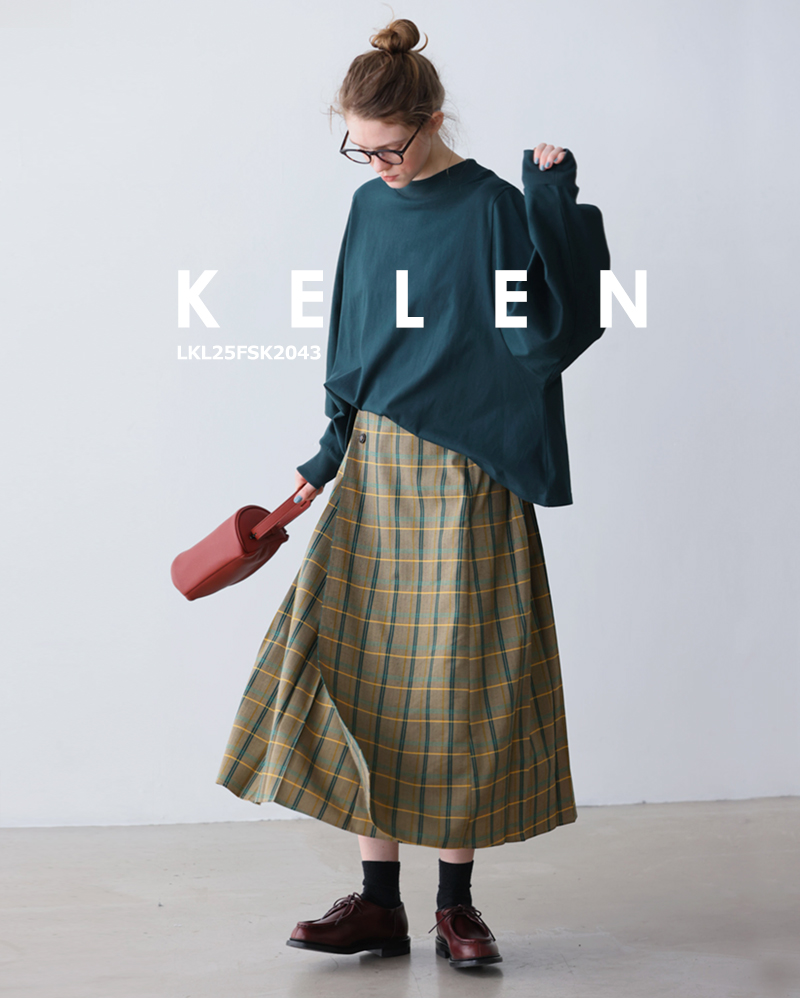 kelen(ケレン)ラップデザインチェックプリーツスカート“QUIE”lkl25fsk2043