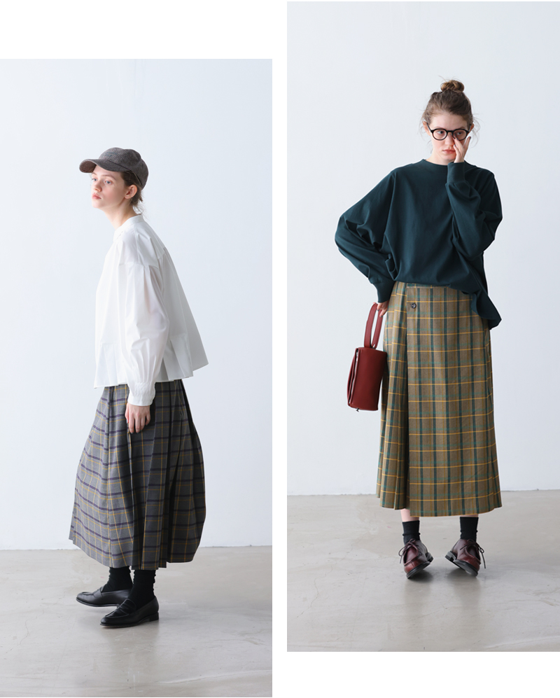 kelen(ケレン)ラップデザインチェックプリーツスカート“QUIE”lkl25fsk2043