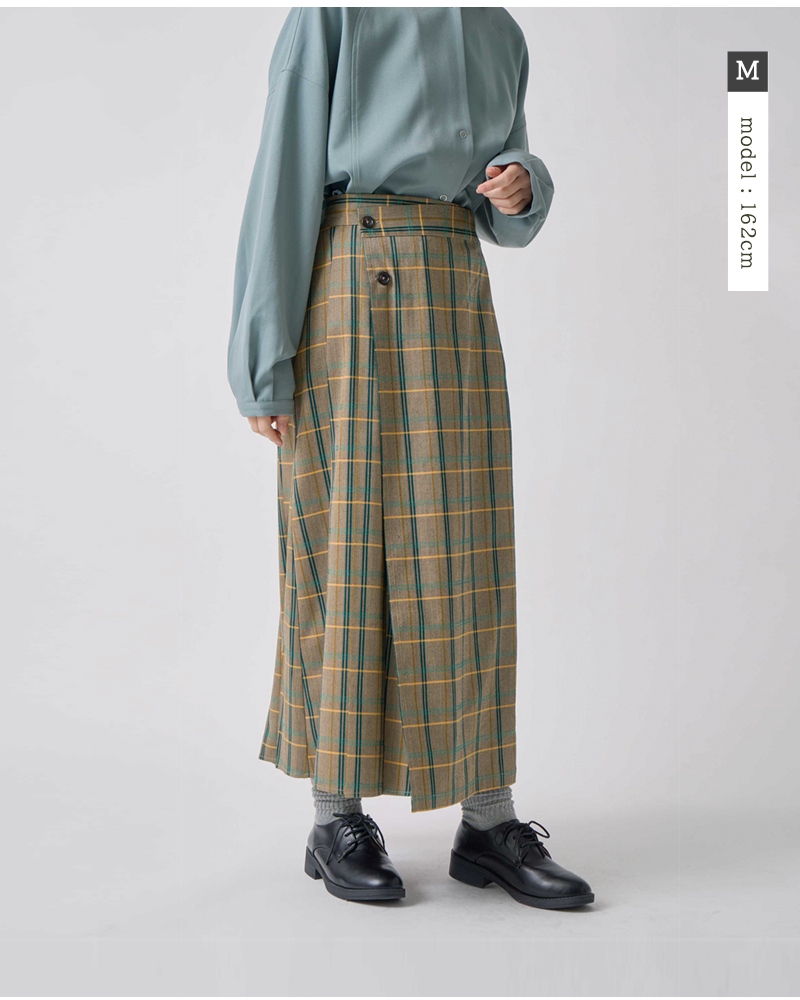kelen(ケレン)ラップデザインチェックプリーツスカート“QUIE”lkl25fsk2043