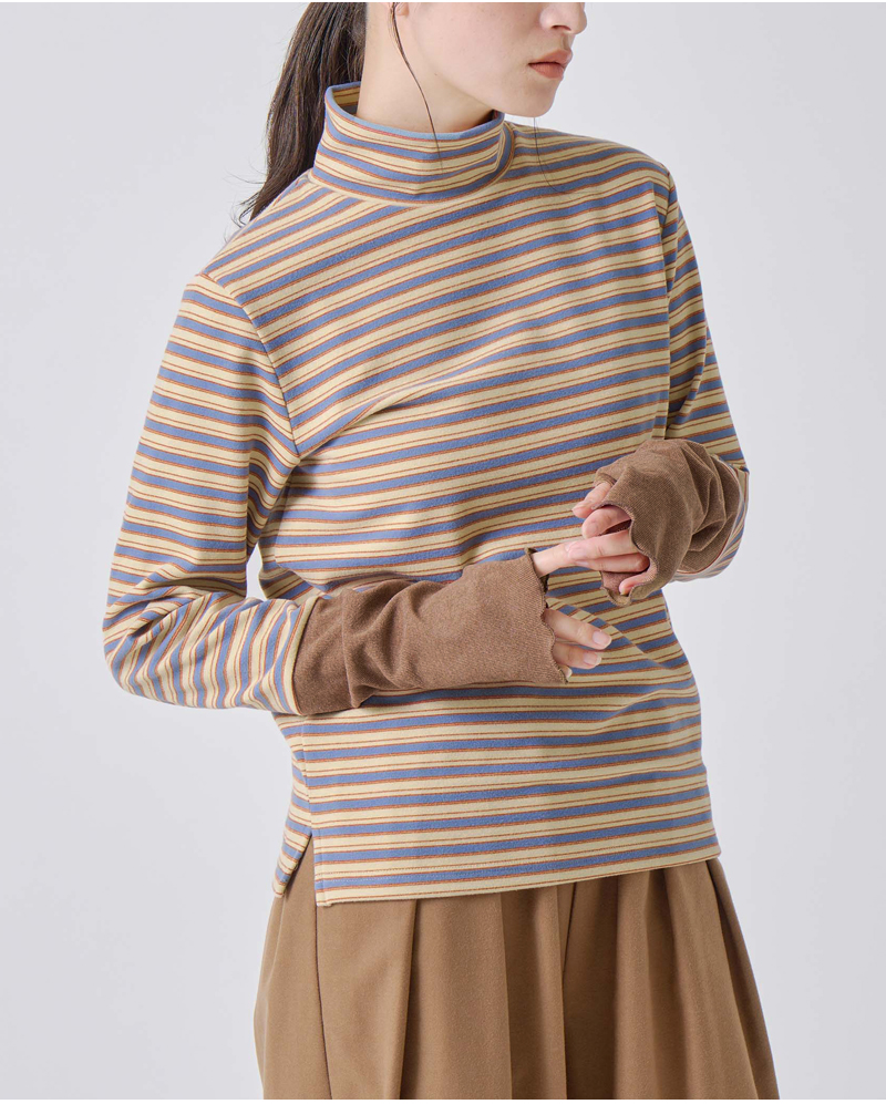 kelen(ケレン)ストレッチジャージーボーダーハイネックトップス“TARIA”lkl25wcs2009