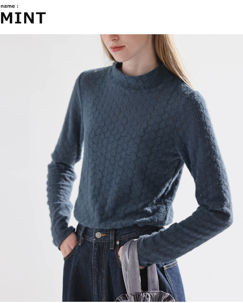 kelen(ケレン)ストレッチジャージーハイネックレーストップス“MINT”lkl25wcs2010