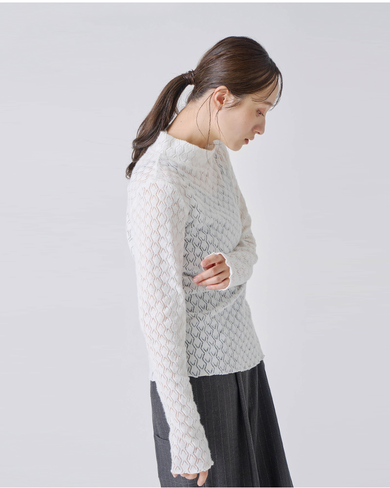 kelen(ケレン)ストレッチジャージーハイネックレーストップス“MINT”lkl25wcs2010