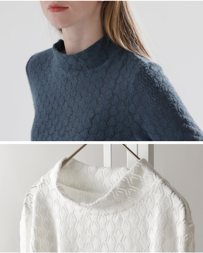 kelen(ケレン)ストレッチジャージーハイネックレーストップス“MINT”lkl25wcs2010