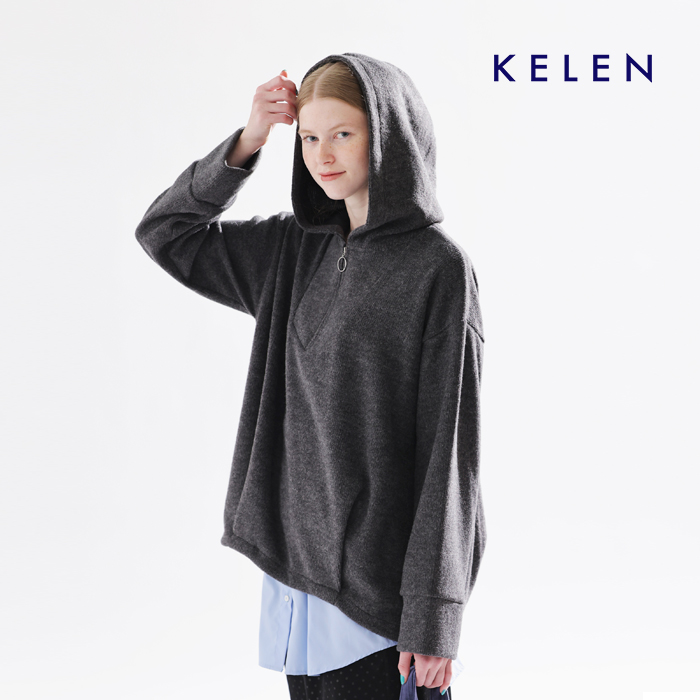 kelen(ケレン)ストレッチジャージードローストリングヘムフーディープルオーバー“ZISS”lkl25wcs2011