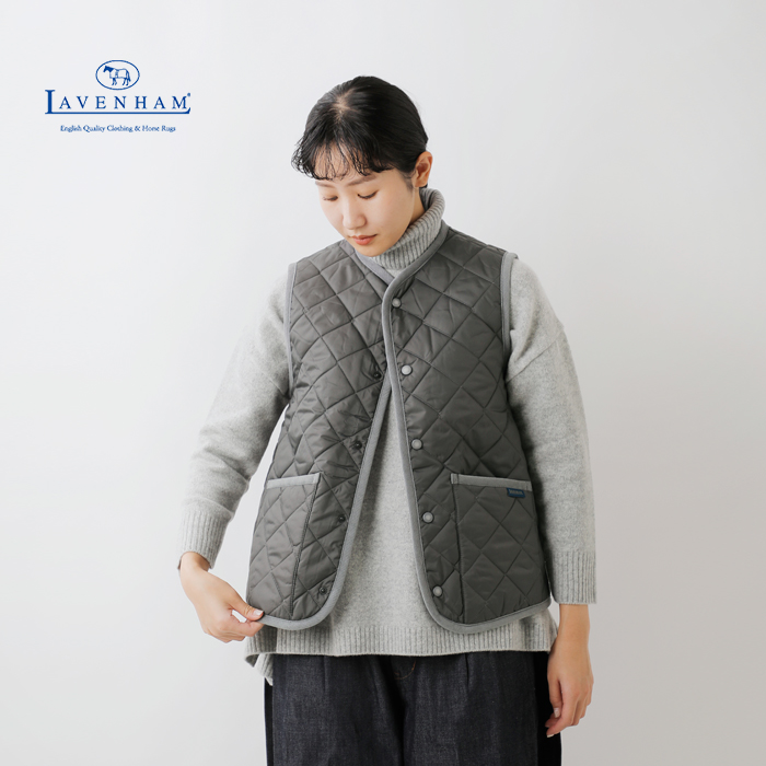 LAVENHAM(ラベンハム)コクーンソーンハムキルティングノーカラーベスト“COCOONTHORNHAMWOMENS”lv10125