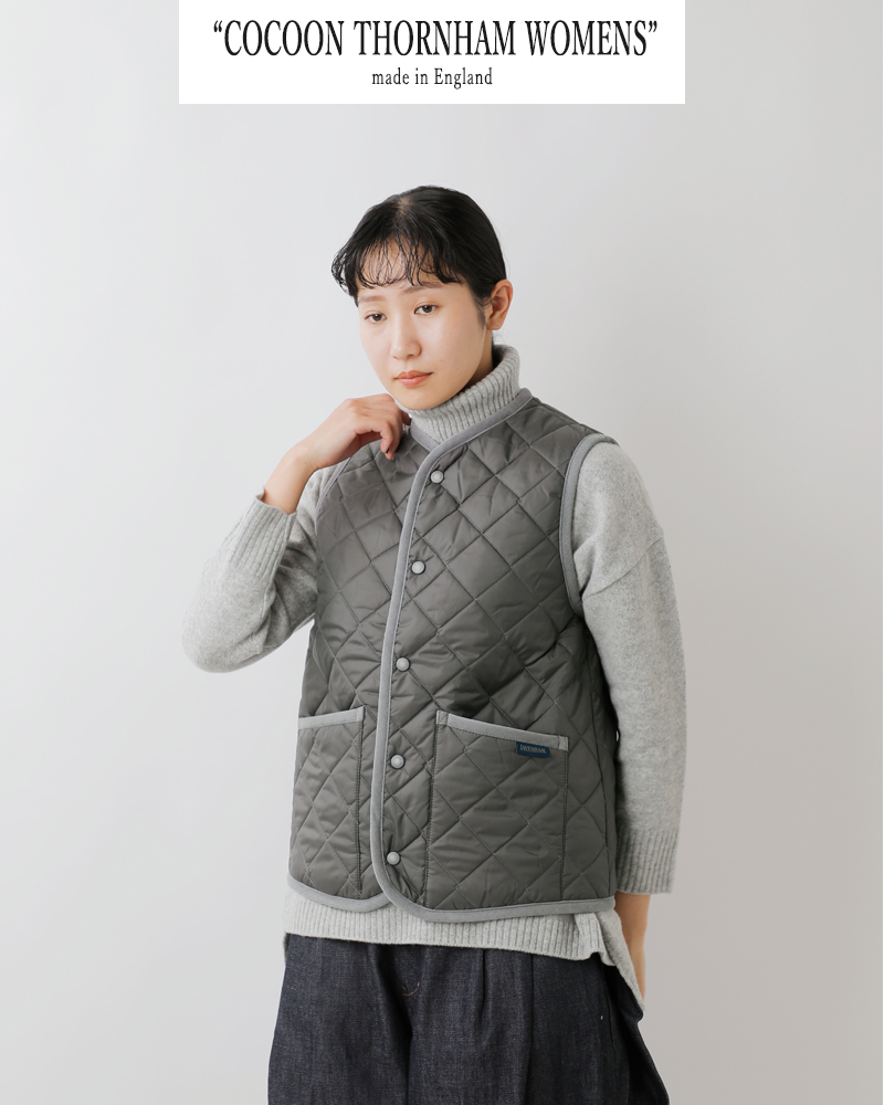 LAVENHAM(ラベンハム)コクーンソーンハムキルティングノーカラーベスト“COCOONTHORNHAMWOMENS”lv10125