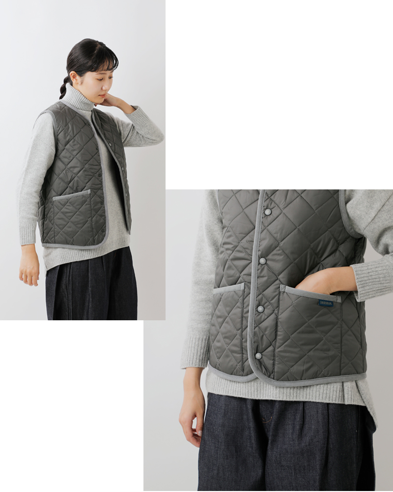 LAVENHAM(ラベンハム)コクーンソーンハムキルティングノーカラーベスト“COCOONTHORNHAMWOMENS”lv10125