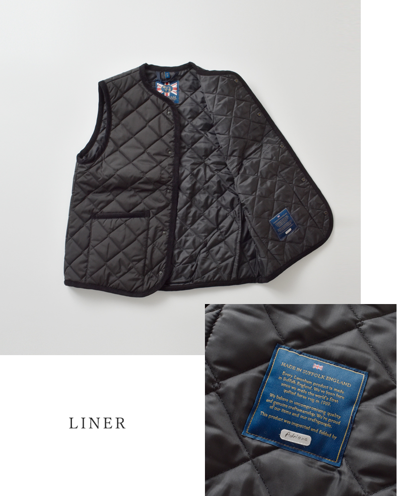 LAVENHAM(ラベンハム)コクーンソーンハムキルティングノーカラーベスト“COCOONTHORNHAMWOMENS”lv10125