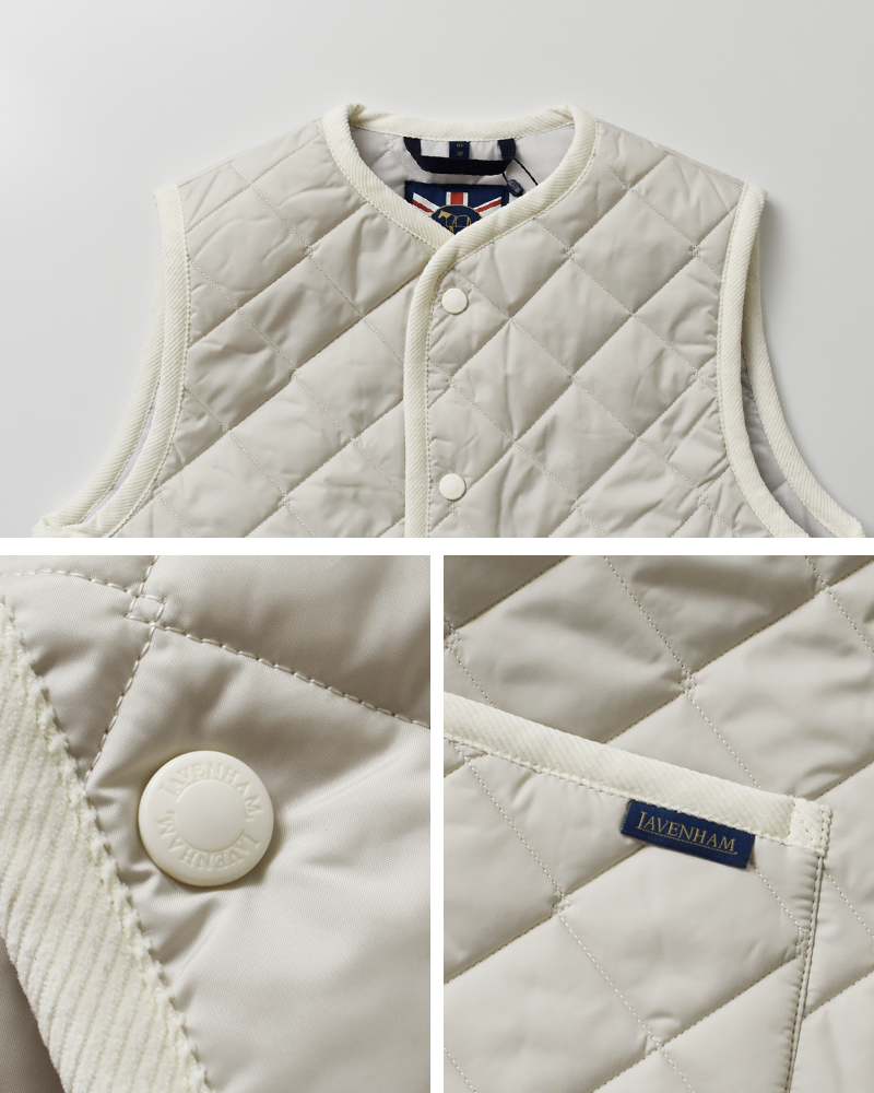 LAVENHAM(ラベンハム)コクーンソーンハムキルティングノーカラーベスト“COCOONTHORNHAMWOMENS”lv10125