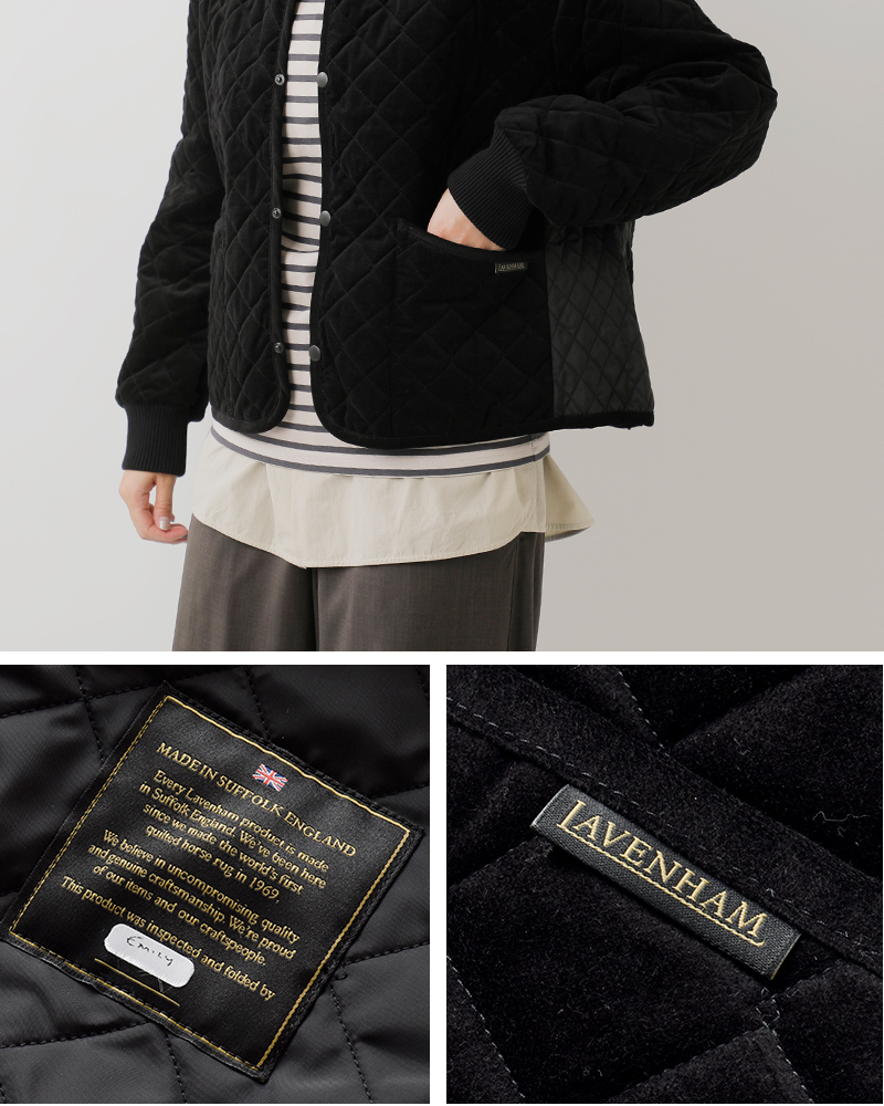 LAVENHAM(ラベンハム)ベルベットキルティングパネルボンバージャケット“PANELEDBOMBERJACKETWOMENS”lv12112