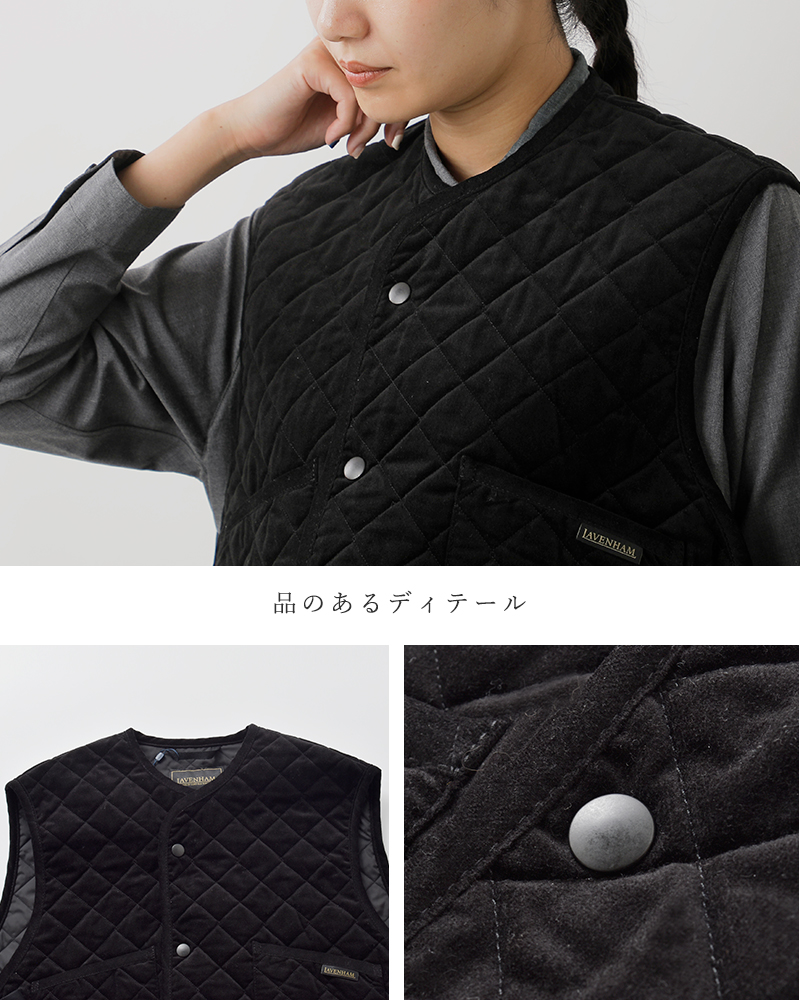 LAVENHAM(ラベンハム)べルベットディービーソーンハムキルティングクロップドベスト“VELVETDBTHORNHAMWOMENS”lv12133