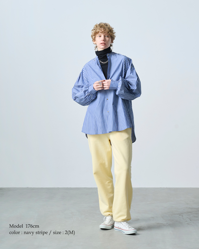 kha:ki(カーキ)ブロードボリュームスリーブバンドカラーシャツ“GOLDDOTSHIRTS”mil25fbl3149