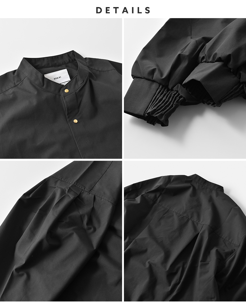 kha:ki(カーキ)ブロードボリュームスリーブバンドカラーシャツ“GOLDDOTSHIRTS”mil25fbl3149