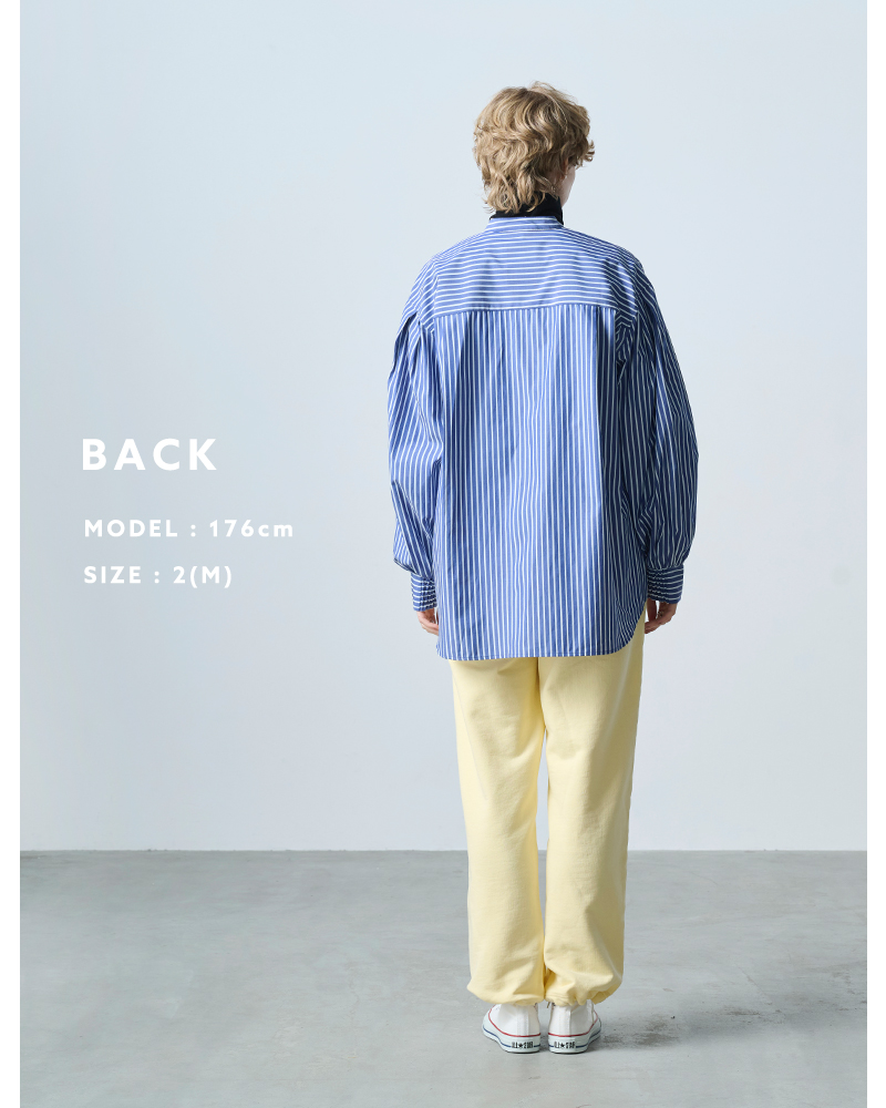 kha:ki(カーキ)ブロードボリュームスリーブバンドカラーシャツ“GOLDDOTSHIRTS”mil25fbl3149