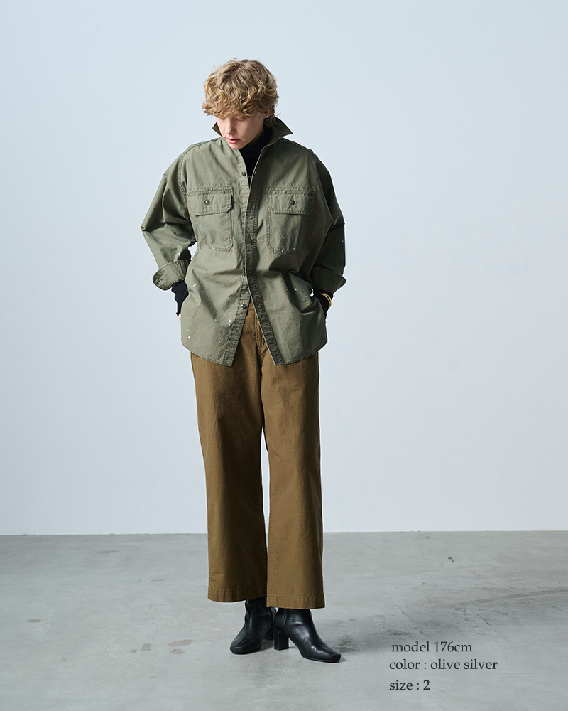 kha:ki(カーキ)コットンワイドミリタリーハンドペイントシャツ“HANDPAINTSHIRTS”mil25fbl3150