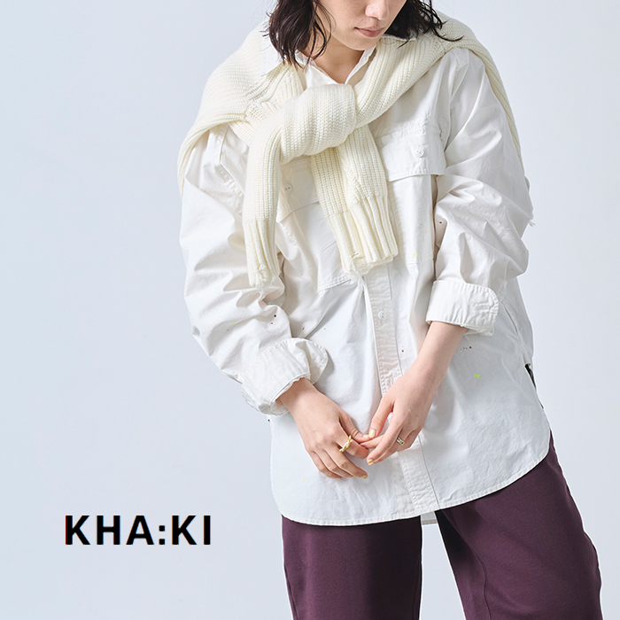 kha:ki(カーキ)コットンワイドミリタリーハンドペイントシャツ“HANDPAINTSHIRTS”mil25fbl3150