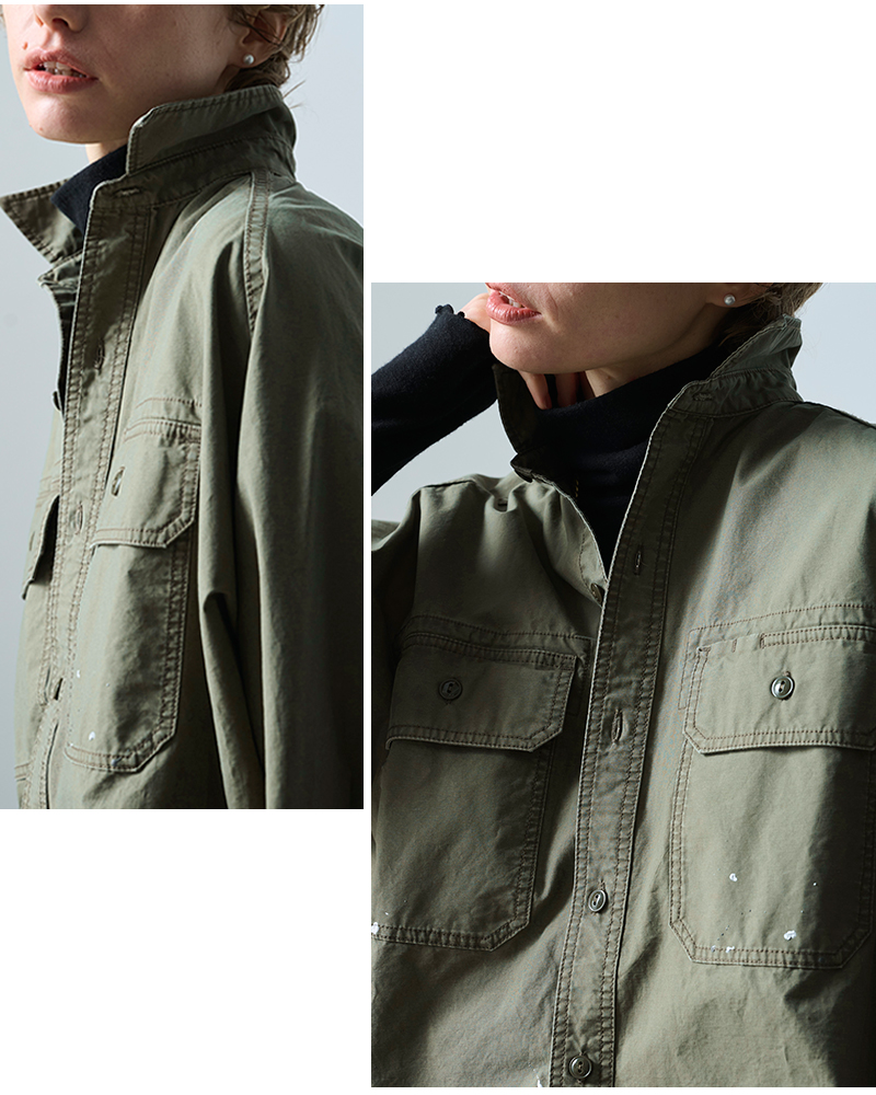 kha:ki(カーキ)コットンワイドミリタリーハンドペイントシャツ“HANDPAINTSHIRTS”mil25fbl3150