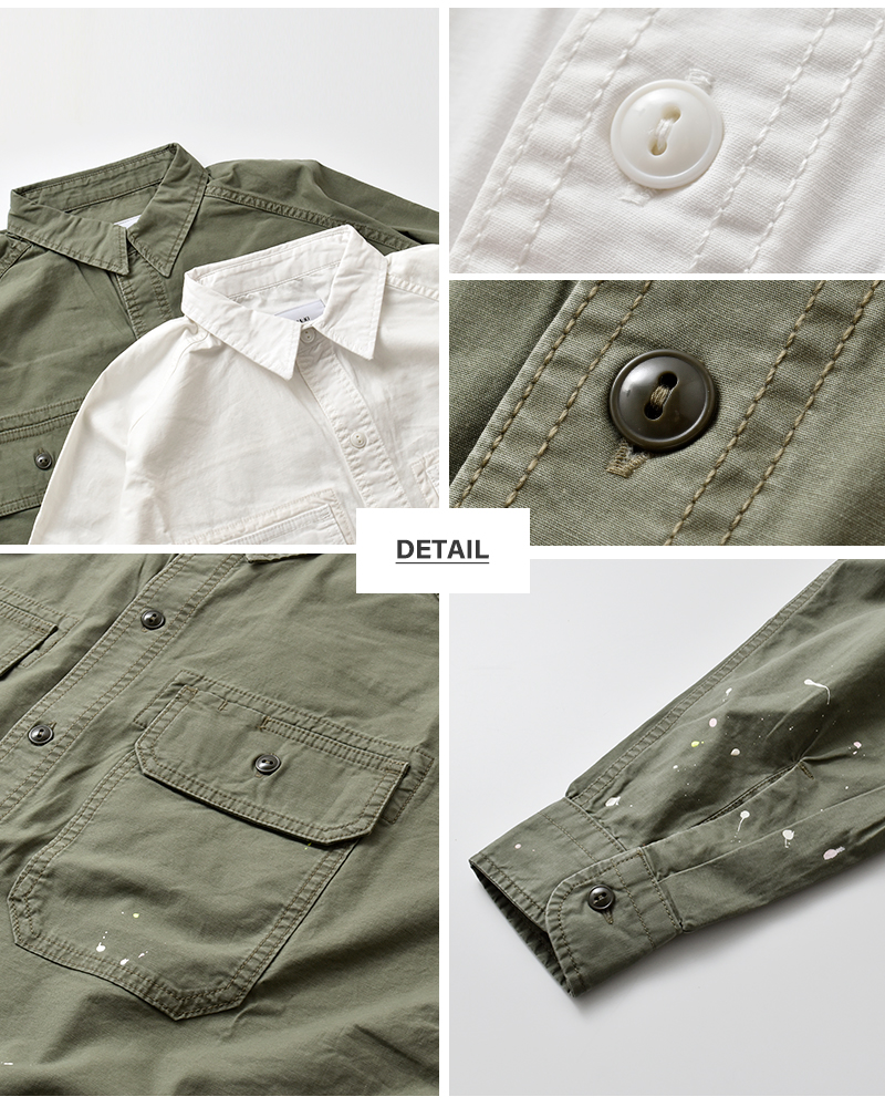 kha:ki(カーキ)コットンワイドミリタリーハンドペイントシャツ“HANDPAINTSHIRTS”mil25fbl3150