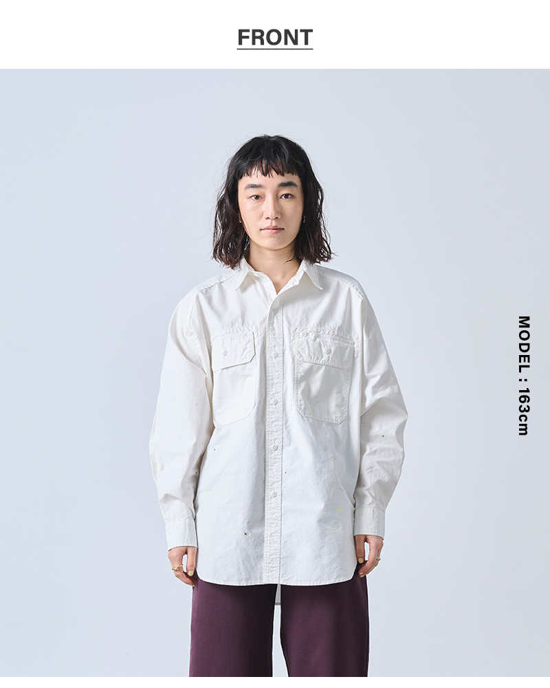 kha:ki(カーキ)コットンワイドミリタリーハンドペイントシャツ“HANDPAINTSHIRTS”mil25fbl3150