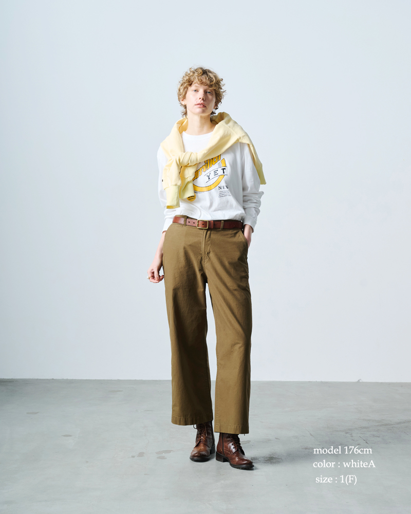 【新品未使用】kha:ki カーキ　コットン刺繍長袖Tシャツ 楽天市場】カーキ KHA:KI プリント Tシャツ ロンT カットソー