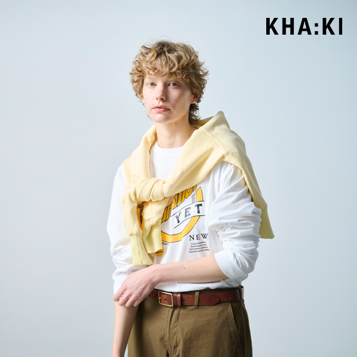 kha:ki カーキ コットン プリント 長袖 Tシャツ mil25fcs3468-9