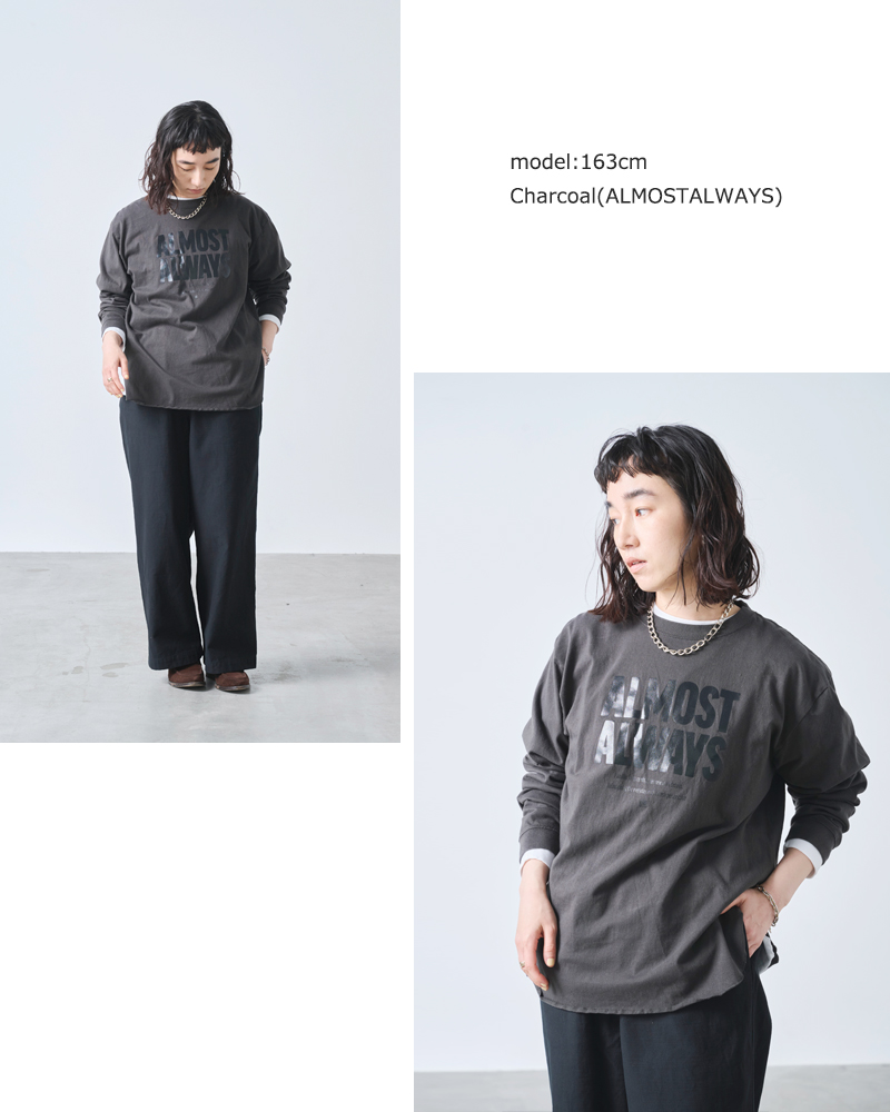 kha:ki カーキ コットン プリント 長袖 Tシャツ mil25fcs3468-9