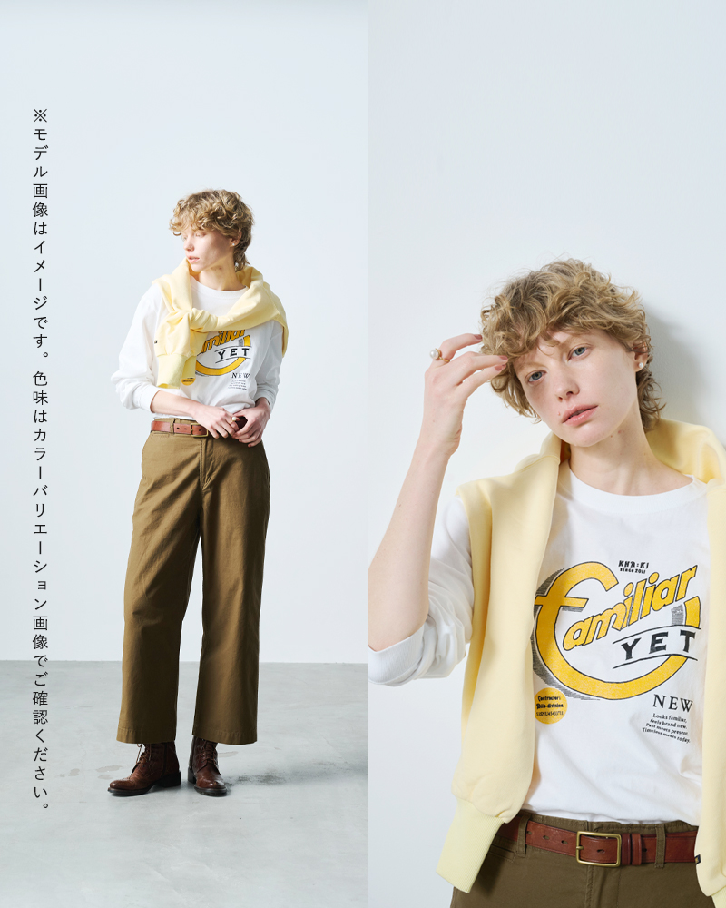 kha:ki(カーキ)コットンプリント長袖Tシャツmil25fcs3468-9