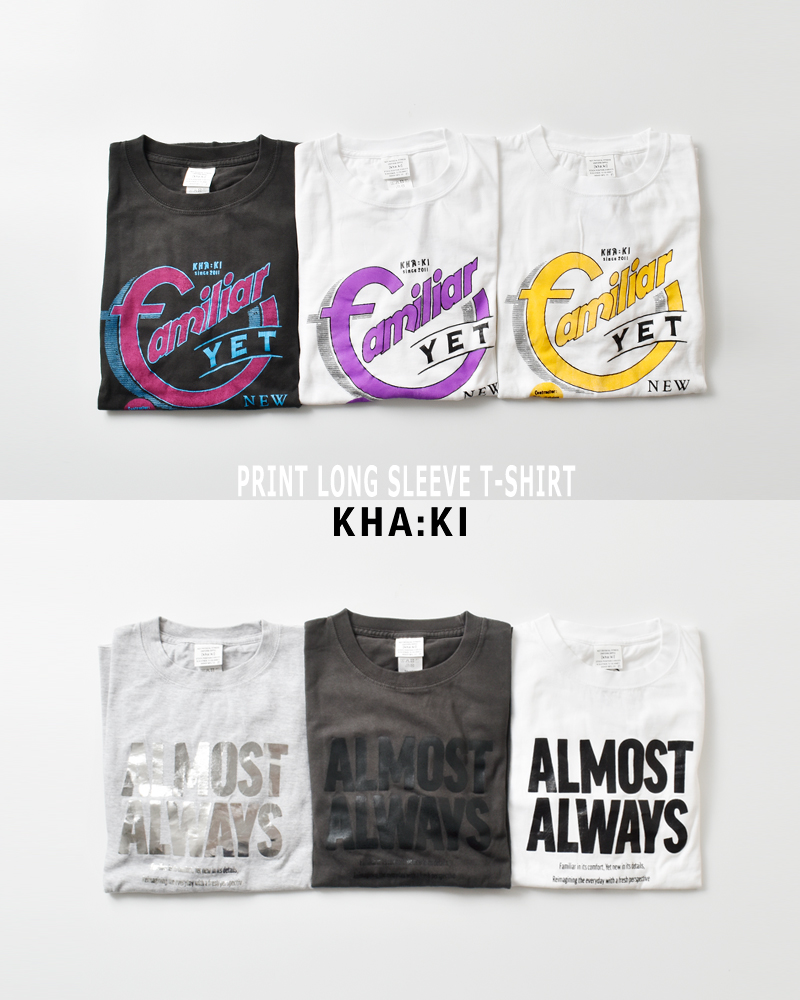 kha:ki(カーキ)コットンプリント長袖Tシャツmil25fcs3468-9